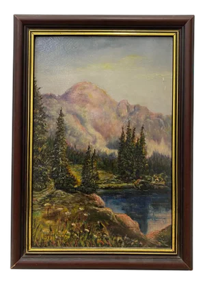 Vintage Oil Painting Luminous Mountain Landscape by f.a. Millard C.1925