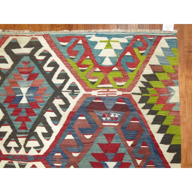 Contemporary Mid 20th Century Geometric Tribal Turkish Kilim For Sale - Image 3 of 5