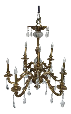 1990s Italian Nine Light Baroque Style Chandelier