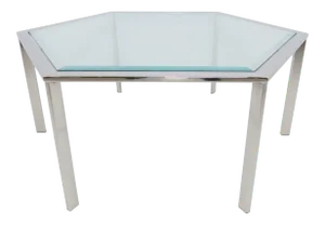 1970s Hexagonal Chrome and Glass Coffee Table