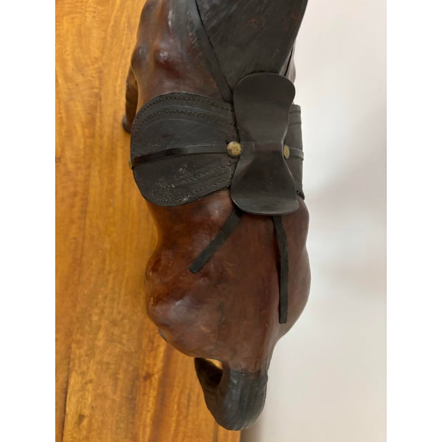 Mid 20th Century Vintage Pieced Leather Horse Figure Sculpture With Glass Eyes For Sale - Image 10 of 11