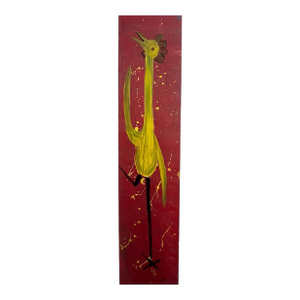 Rare Early Ernest Lee “Chicken Man” Original Tall Folk Art Painting – 51” X 11” – Signed 2008