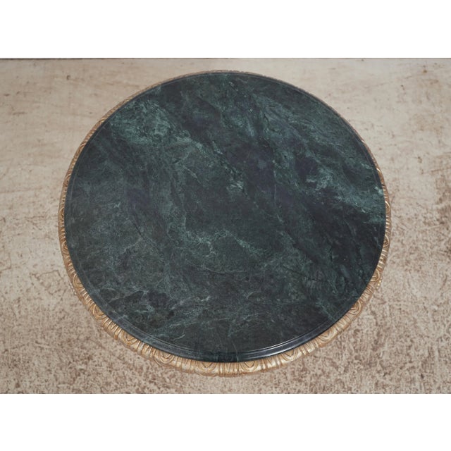 Italian Style Green Marble Top Round Lamp Table For Sale - Image 11 of 12