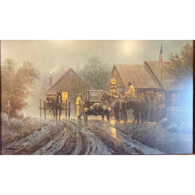 American Vintage G. Harvey “A Country Post” Limited Edition Framed Print, 1982 For Sale - Image 3 of 6