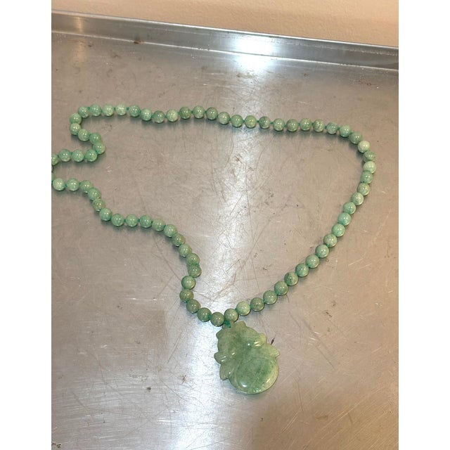 1940s-50s jadeite carved pendant/bead necklace. Excellent condition.