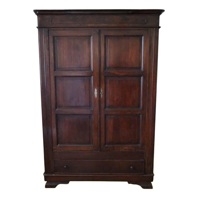 Vintage Brown Wooden Wardrobe For Sale