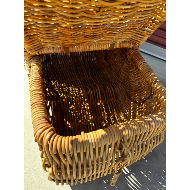 Farmhouse Vintage French Double Sided Picnic Basket For Sale - Image 3 of 9