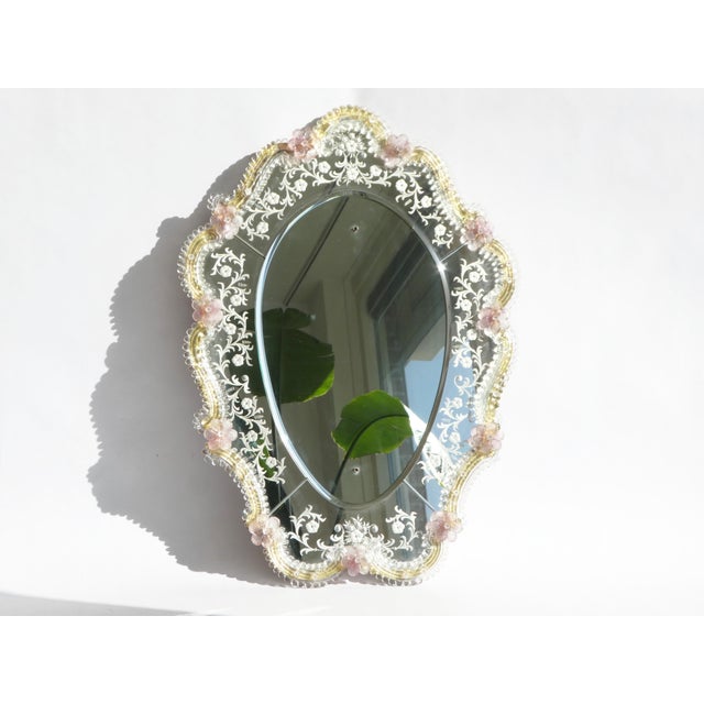 Mid-Century Modern Venetian Mirror with Etched Floral Details, 1960s For Sale - Image 12 of 12