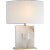 Ian K. Fowler for Visual Comfort Signature Ashlar Medium Table Lamp in Alabaster & Hand-Rubbed Antique Brass with Linen Shade For Sale