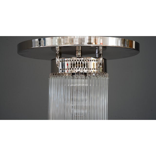 Metal Art Deco Nickel-Plated Ceiling Lamp with Glass Sticks, Vienna, 1920s For Sale - Image 7 of 13