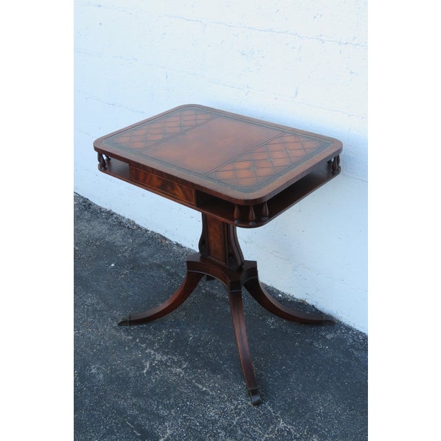 Flame Mahogany Leather Top Side End Table by Weiman Chairish
