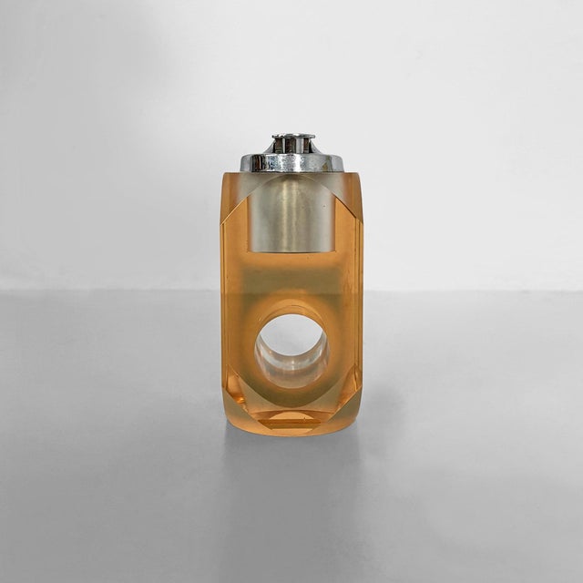 Italian Acrylic glass and Chrome-Plated Steel Table Lighter, 1970s For Sale - Image 6 of 13