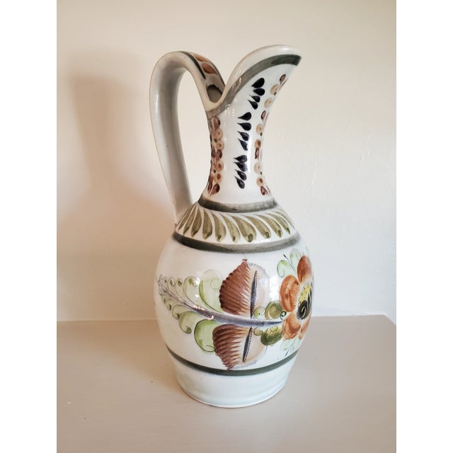 Ceramic Large Vintage Hand Painted Mexican Jug For Sale - Image 7 of 7