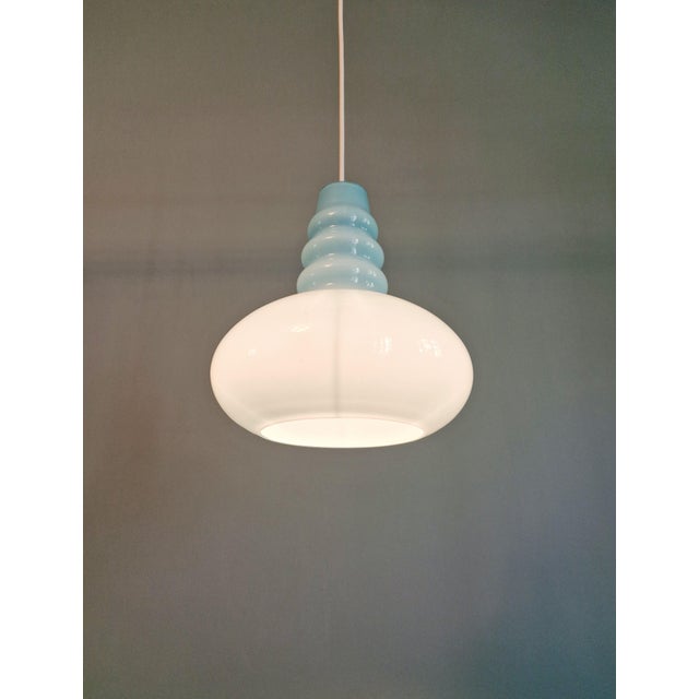 1970s Space Age Pendant Light in Blue Opaline from Peill & Putzler, 1970 For Sale - Image 5 of 11