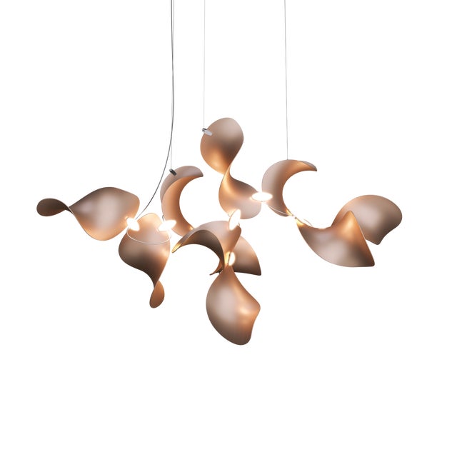 Dune 10 Cluster Chandelier with Shades in Copper Metallic Tone by Daniel Becker for Moss Objects For Sale - Image 9 of 9