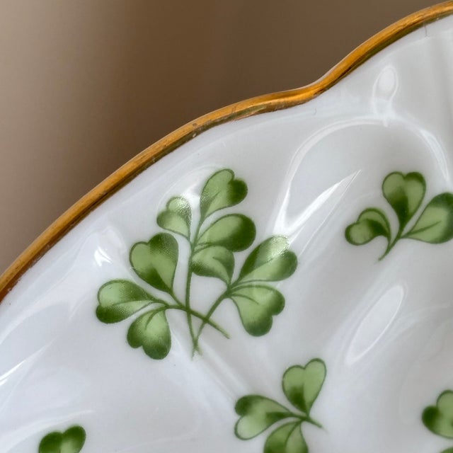 Ceramic Vintage English Bone China Shamrock Decorative Dessert Plate For Sale - Image 7 of 12