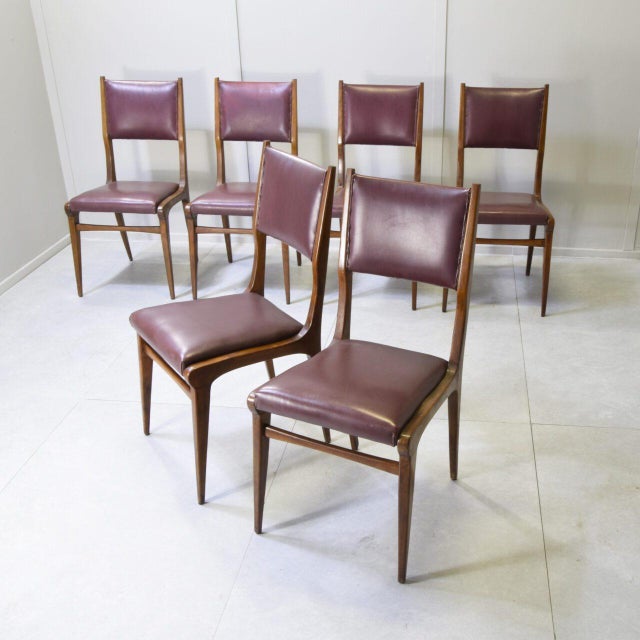 Brown Chairs attributed to Carlo de Carli, 1950s, Set of 6 For Sale - Image 8 of 12