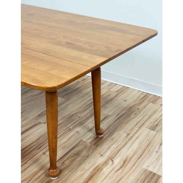 Vintage Solid Wood Ethan Allen Drop Leaf Harvest Table For Sale - Image 13 of 16