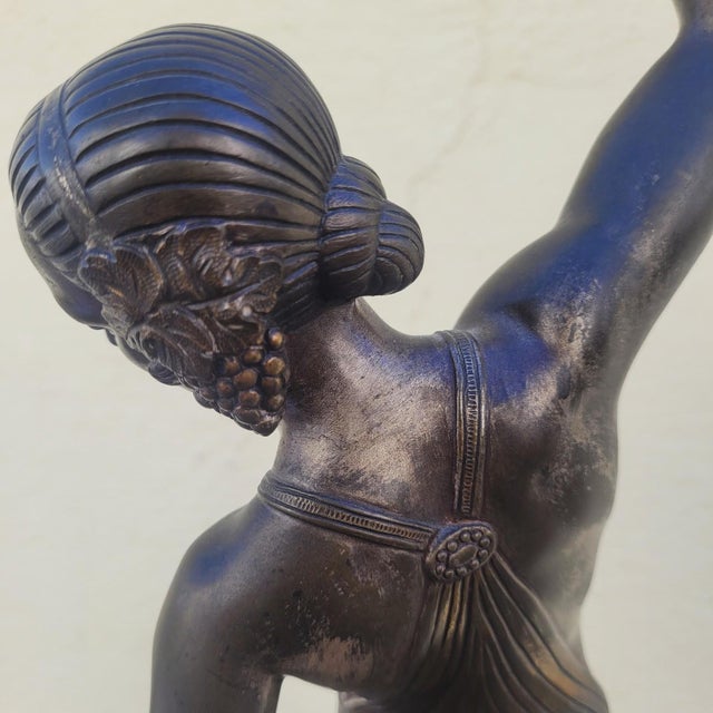 JD Guirande, Nude Dancer with Thyrsus, 20th Century, Bronze & Marble For Sale - Image 14 of 18
