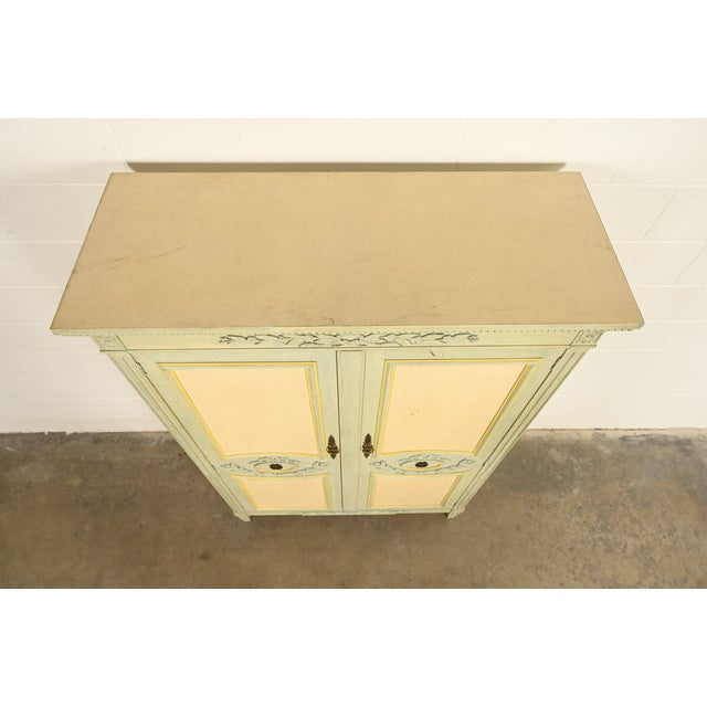 Baker Furniture French Regency Louis XVI Cream Lacquered Armoire Dresser or Linen Press, Circa 1960s For Sale - Image 12 of 16