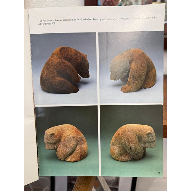 A wonderful and whimsical polar bear carving by the noted Alaskan intuit carver Wilson Oozeva (1953-2013). The fossilized...