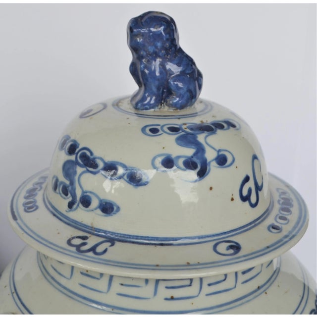 Chinoiserie Chinoiserie White & Blue Dragon Baluster Ginger Jars - a Pair For Sale - Image 3 of 8