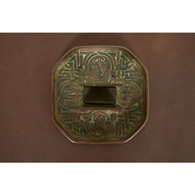 Early 20th Century Tiffany Studios New York Zodiac Pattern Bronze Match Box Holder For Sale - Image 5 of 12