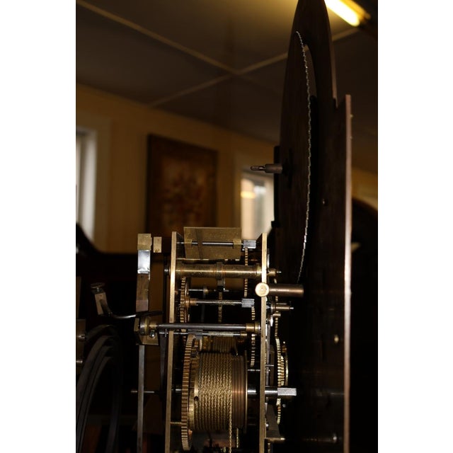 ​​19th Century Tiger Oak Figural Carved Tall Case Grandfather Clock W&h Movement For Sale - Image 17 of 17