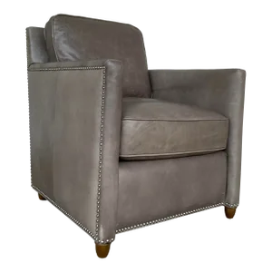 Revelation Modern Gray Leather Roosevelt Club Chair