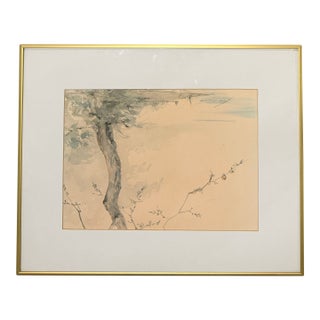Late 20th Century Hope Everson - Tree and Bird, Watercolor on Paper For Sale