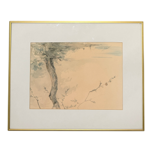 Late 20th Century Hope Everson - Tree and Bird, Watercolor on Paper