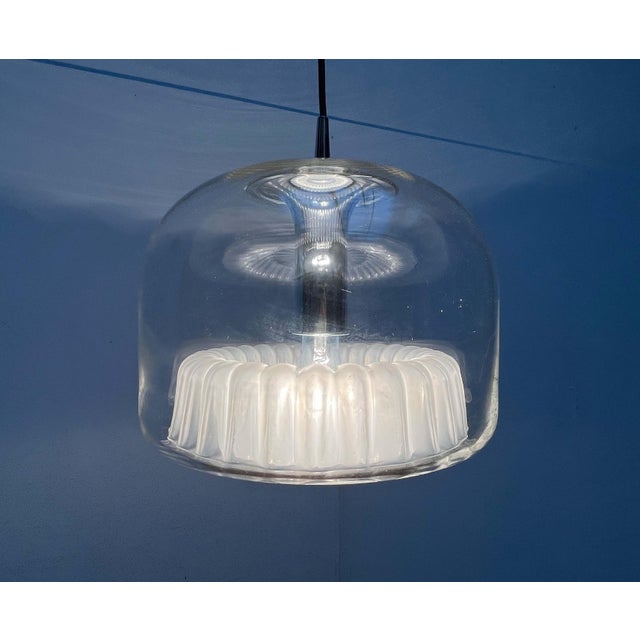 Silver Mid-Century Modern German Space Age Pendant Lamp in Chrome and Glass from Peill & Putzler, 1960s For Sale - Image 8 of 18