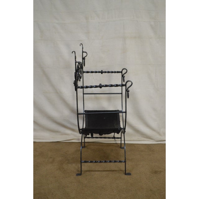 Metal Antique Wrought Iron Savonarola X Form Arm Chair For Sale - Image 7 of 13