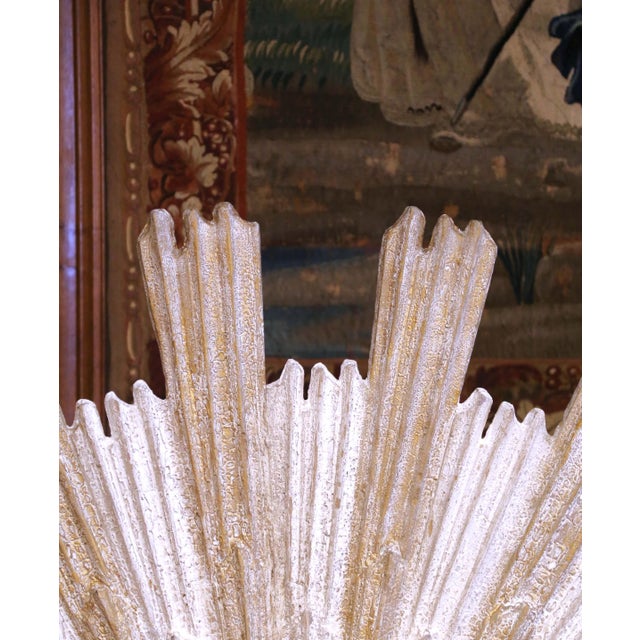 Vintage Italian Carved Giltwood Sunburst Mirror With Two-Tier Rays For Sale - Image 4 of 8
