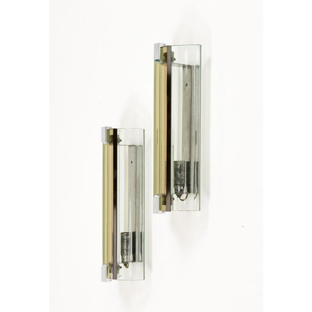 Mid-Century Wall Lamps in Glass and Steel attributed to Veca, Italy, 1970s, Set of 2 For Sale - Image 12 of 15