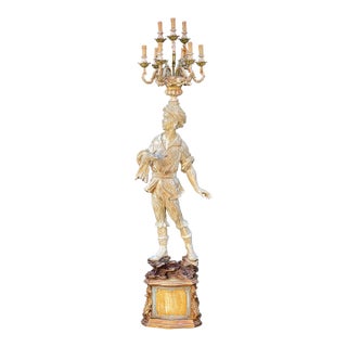 Antique Italian Figural Standing Candelabra Floor Lamp For Sale