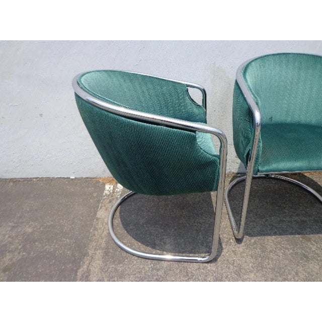 Milo Baughman Mid 20th Century Milo Baughman Style Chrome Metal Mid Century Modern Dining Chairs - Set of 4 For Sale - Image 4 of 10