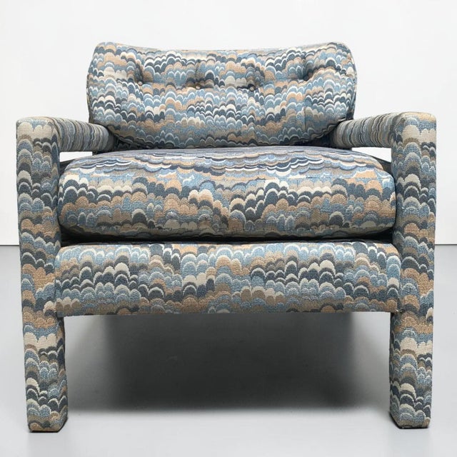 Milo Baughman 1970s Vintage Milo Baughman Style Upholstered Parsons Chairs For Sale - Image 4 of 9