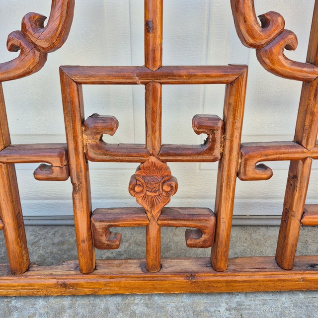 Antique Chinese Open Fretwork Lattice Large Window Screens Decorative Wall Panels, a Pair For Sale In Washington DC - Image 6 of 15
