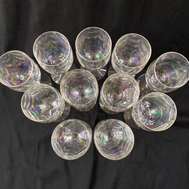 Vintage Fostoria Firelight Iridescent Wine Glasses with Hexagon Stem