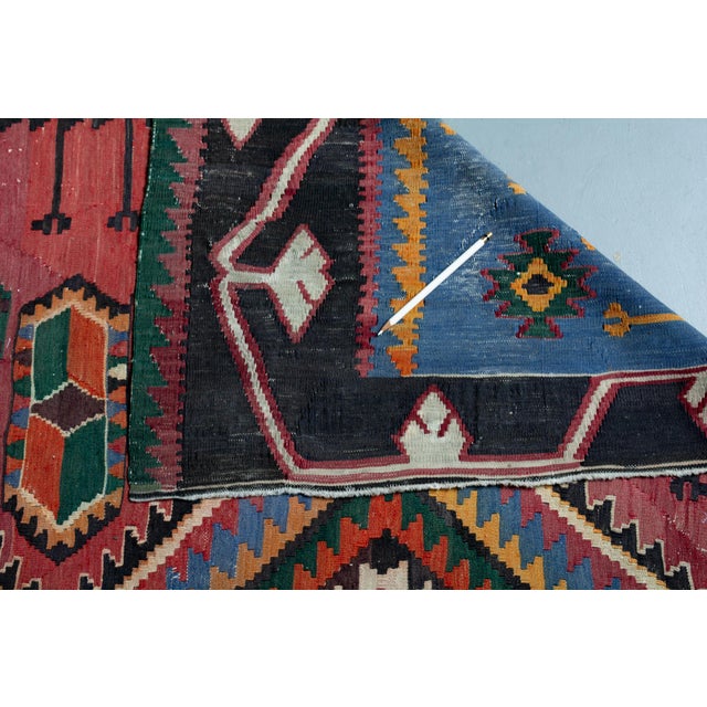 1920s Antique Tribal Geometric Rug Finely Woven Kilim Rug - 6’1” X 9’7” For Sale - Image 14 of 14