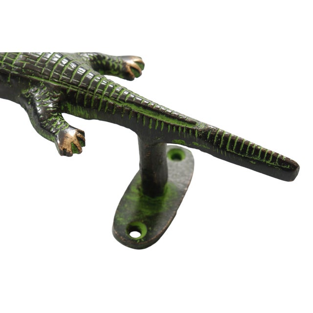 2020s Green Brass Alligator Door Handles - A Pair For Sale - Image 5 of 5
