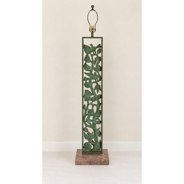 1980s Silas Seandel Style Verdigris Bronze Botanical Floor Lamp For Sale - Image 4 of 11