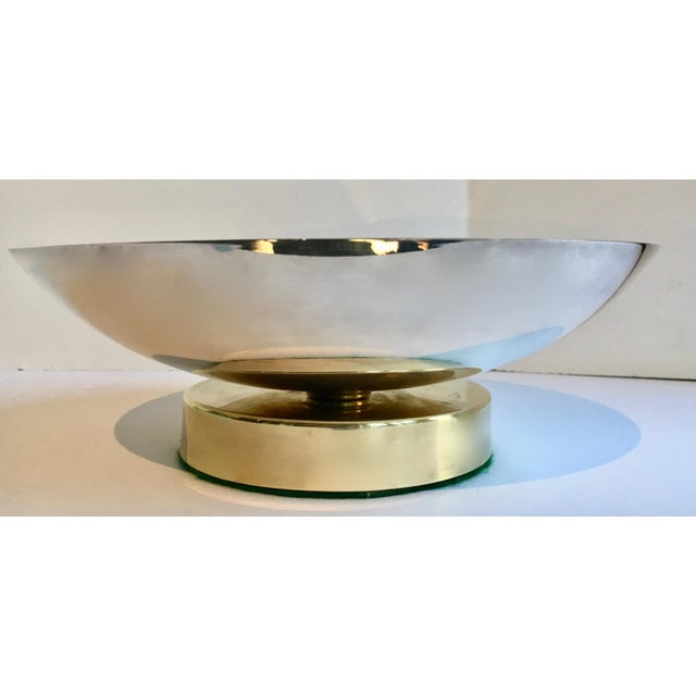 Midcentury Stainless and Brass Footed Bowl For Sale - Image 4 of 9