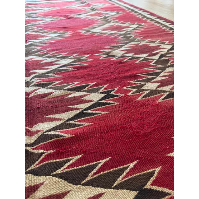 Authentic Navajo Rug Early Red Field Geometric Textile Hand-Spun Wool Circa 1900 For Sale - Image 9 of 18