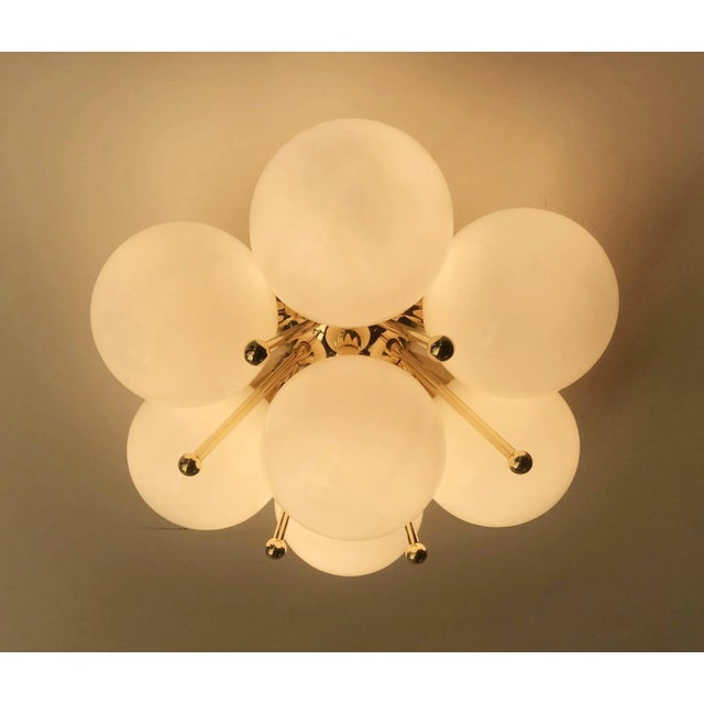 Fabio Ltd Sakura Polished Brass Glossy White Murano Globe Flush Mount by Fabio LTD For Sale - Image 4 of 7