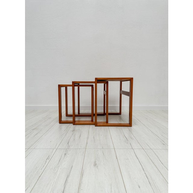 Vintage Mid-Century Danish Teak Nesting Coffee Side Tables, 1970s, Set of 3 For Sale - Image 4 of 6