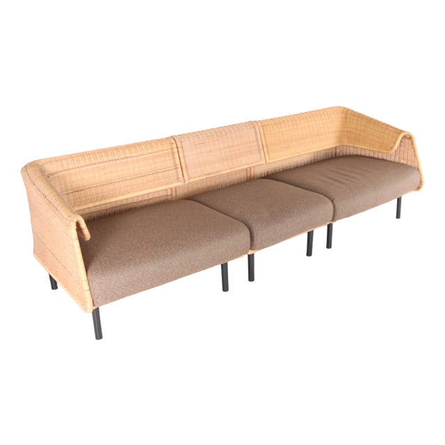 Wicker Modular Sofa, 1990s, Set of 3 For Sale