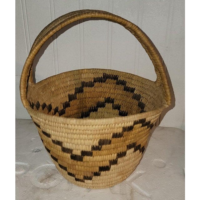 Folk Art 1940s Decorative Hand Woven Basket For Sale - Image 3 of 7