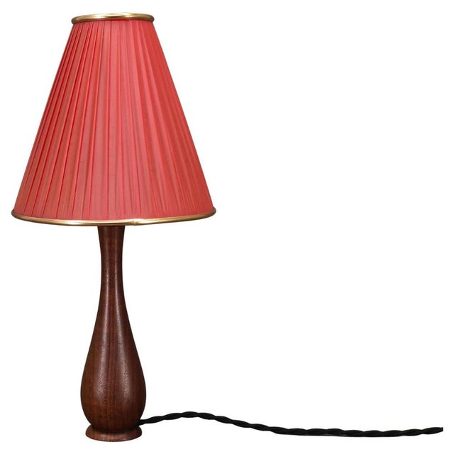 Mid-Century Danish Teak Table Lamp with Red Shade, 1960s For Sale - Image 10 of 10